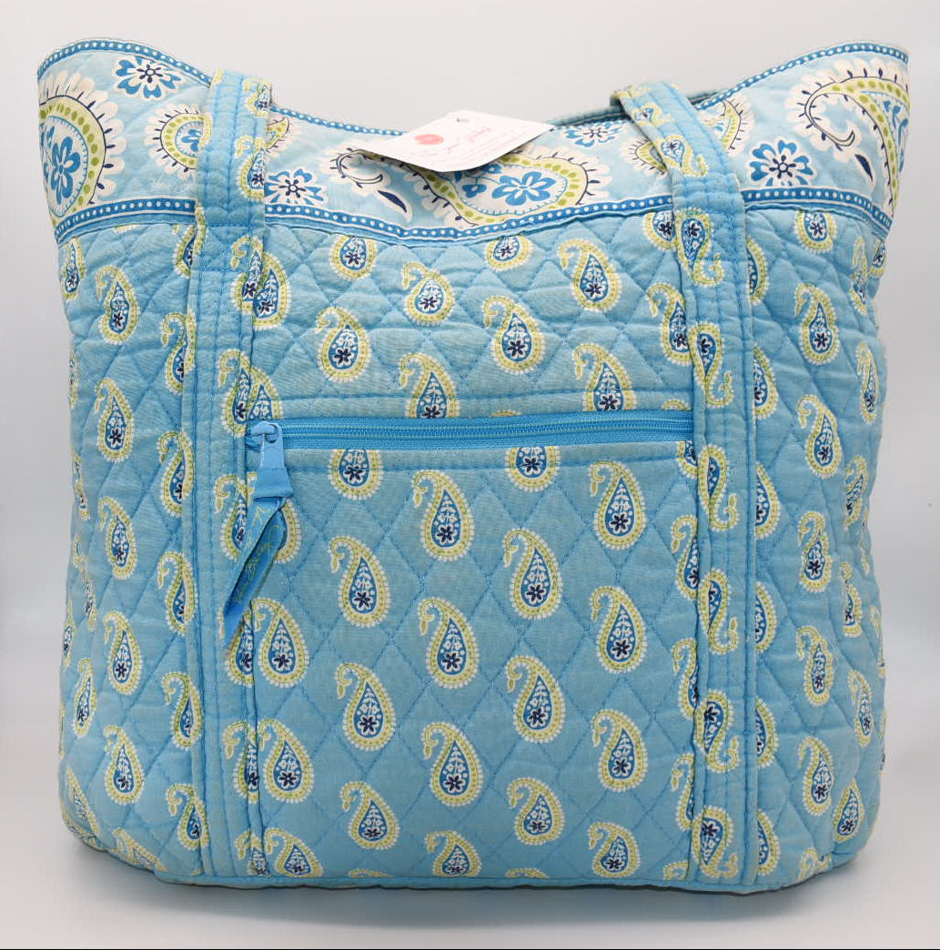 Vera Bradley Large Vera Tote Bag in "Bermuda Blue" Pattern