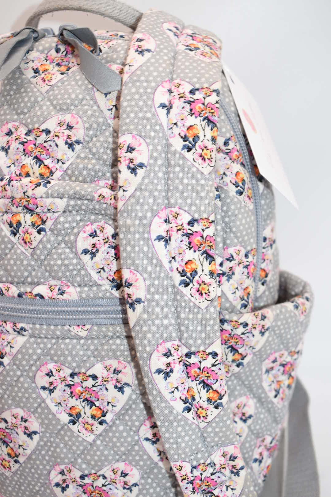 Vera Bradley Small Quilted Cotton Backpack in "Mon Amour Gray" Pattern
