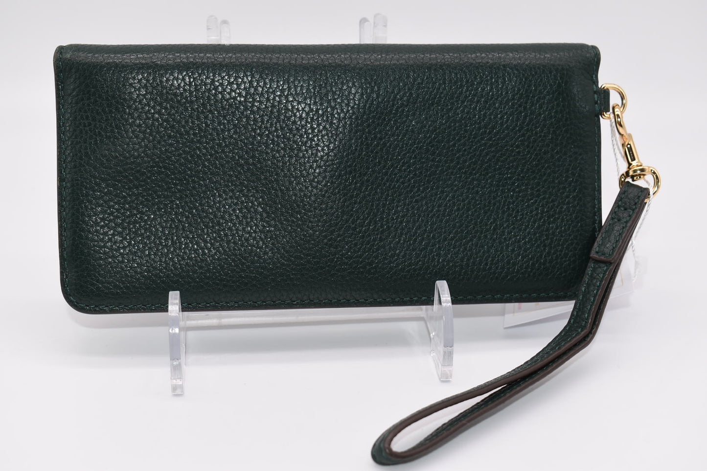 Tory Burch Pebble Leather Wallet/ Wristlet in Jitney Green
