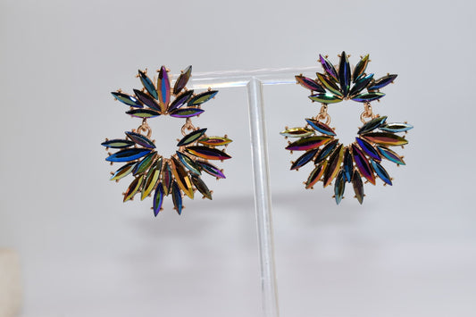 Statement Earrings: Crown & Gown Rhinestone - Multicolor Earrings