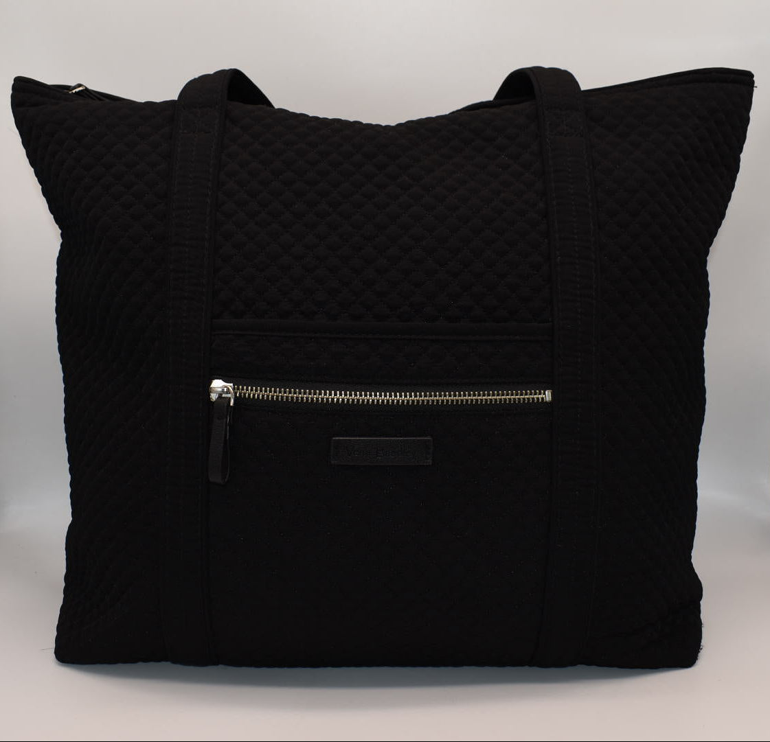 Vera Bradley Large Iconic Microfiber Vera Tote Bag in Black
