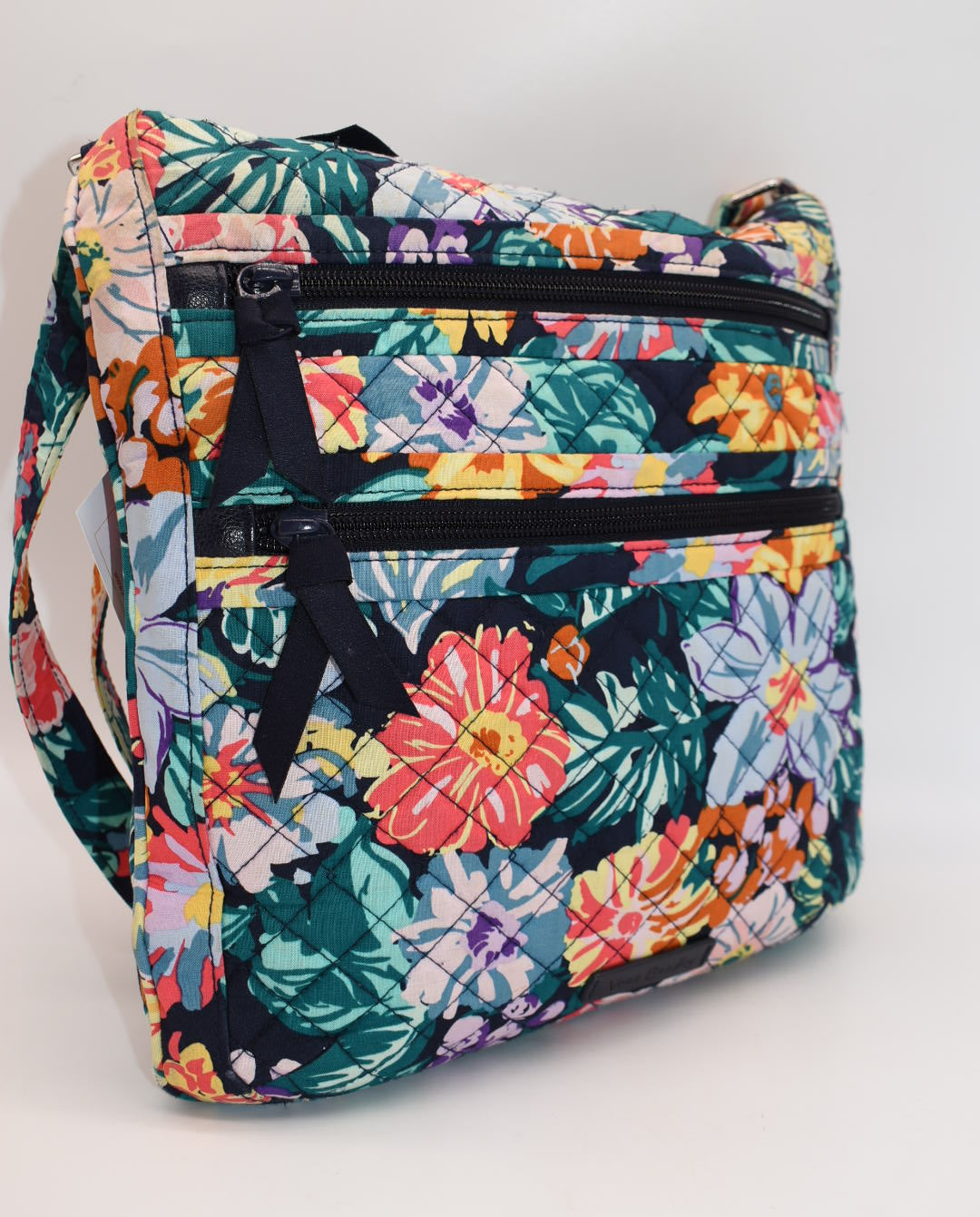 Vera Bradley Triple Zip Crossbody Bag in "Happy Blooms" Pattern
