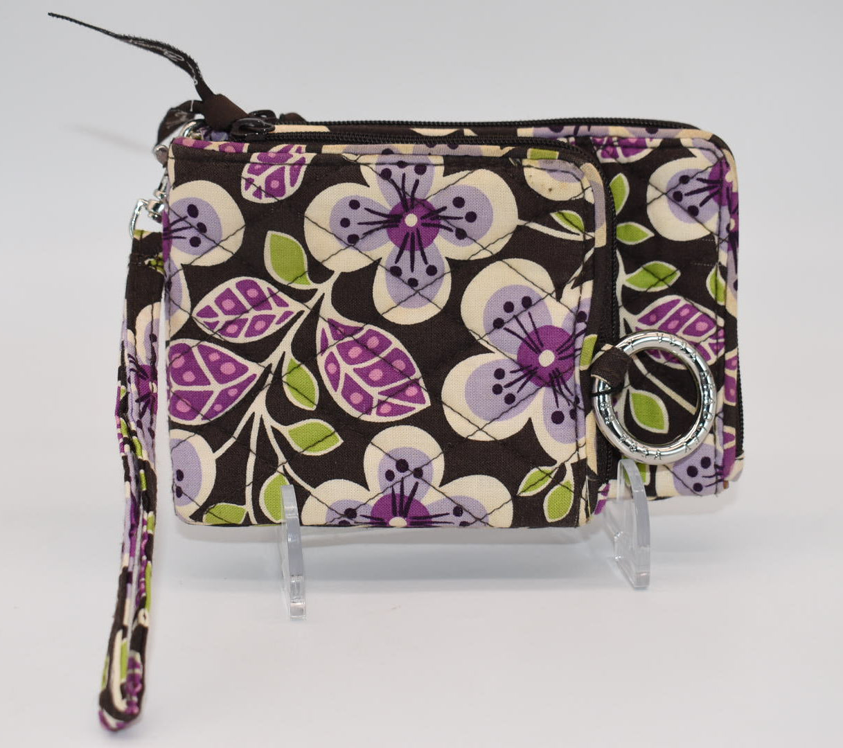 Vera Bradley Double ID Wristlet Wallet in "Plum Petals" Pattern