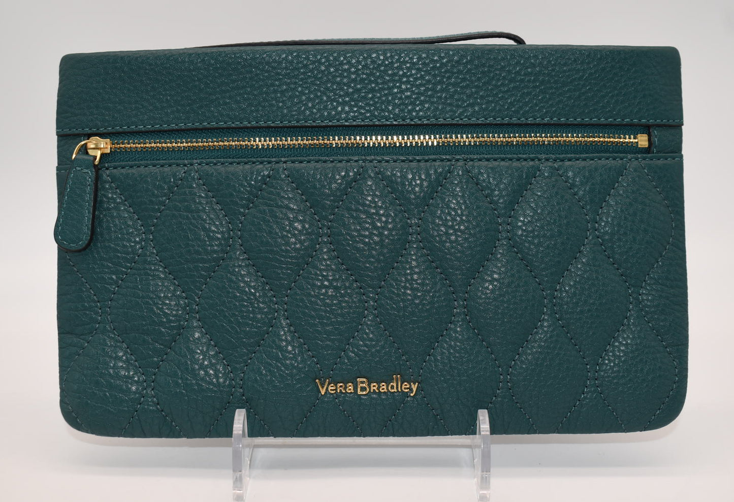 Vera Bradley Quilted Leather Mia Wristlet in Forest Green