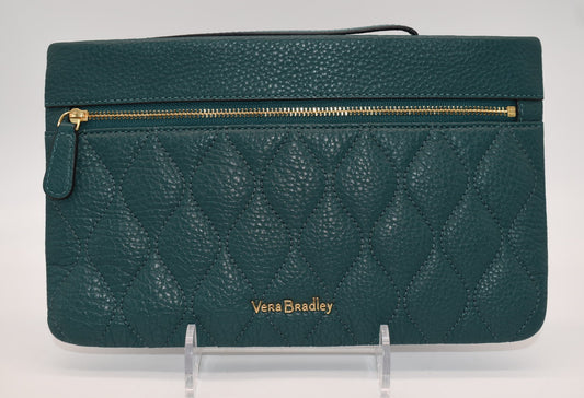 Vera Bradley Quilted Leather Mia Wristlet in Forest Green