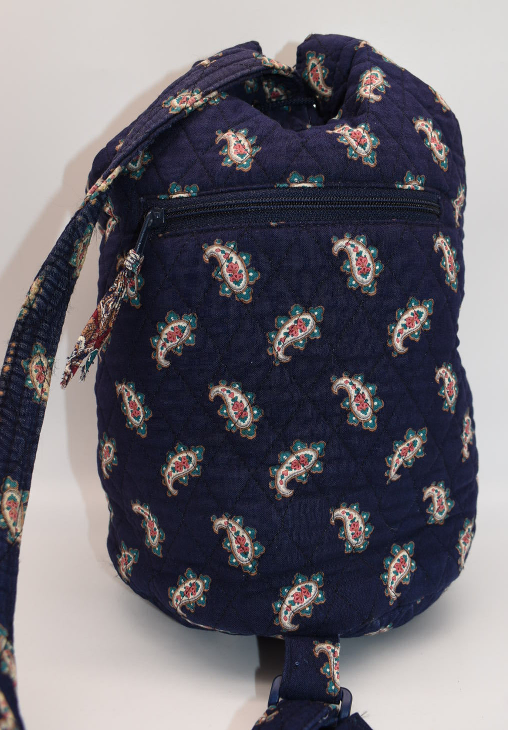 Vintage Vera Bradley Drawstring Sling Bag in "Navy -1991" Pattern
