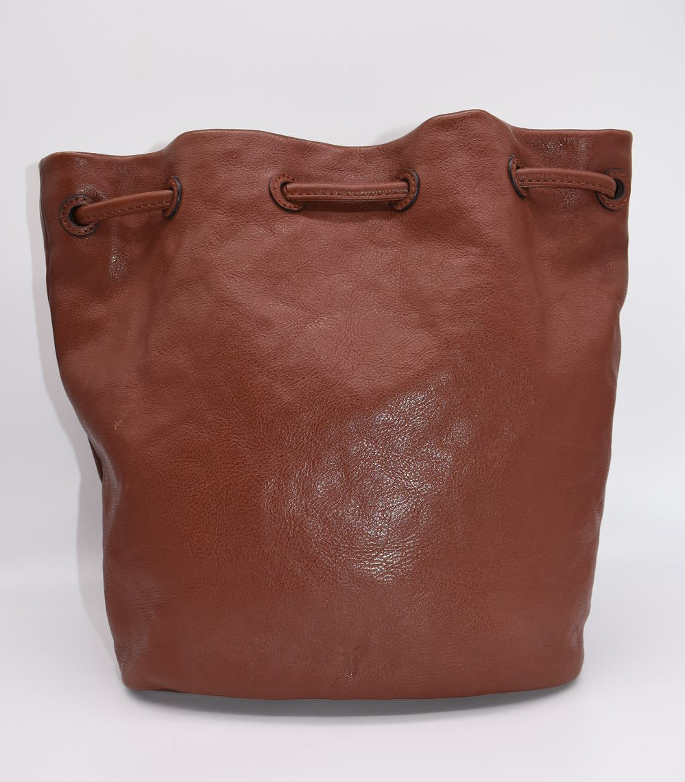 Frye Olivia Leather Bucket Bag in Cognac Brown