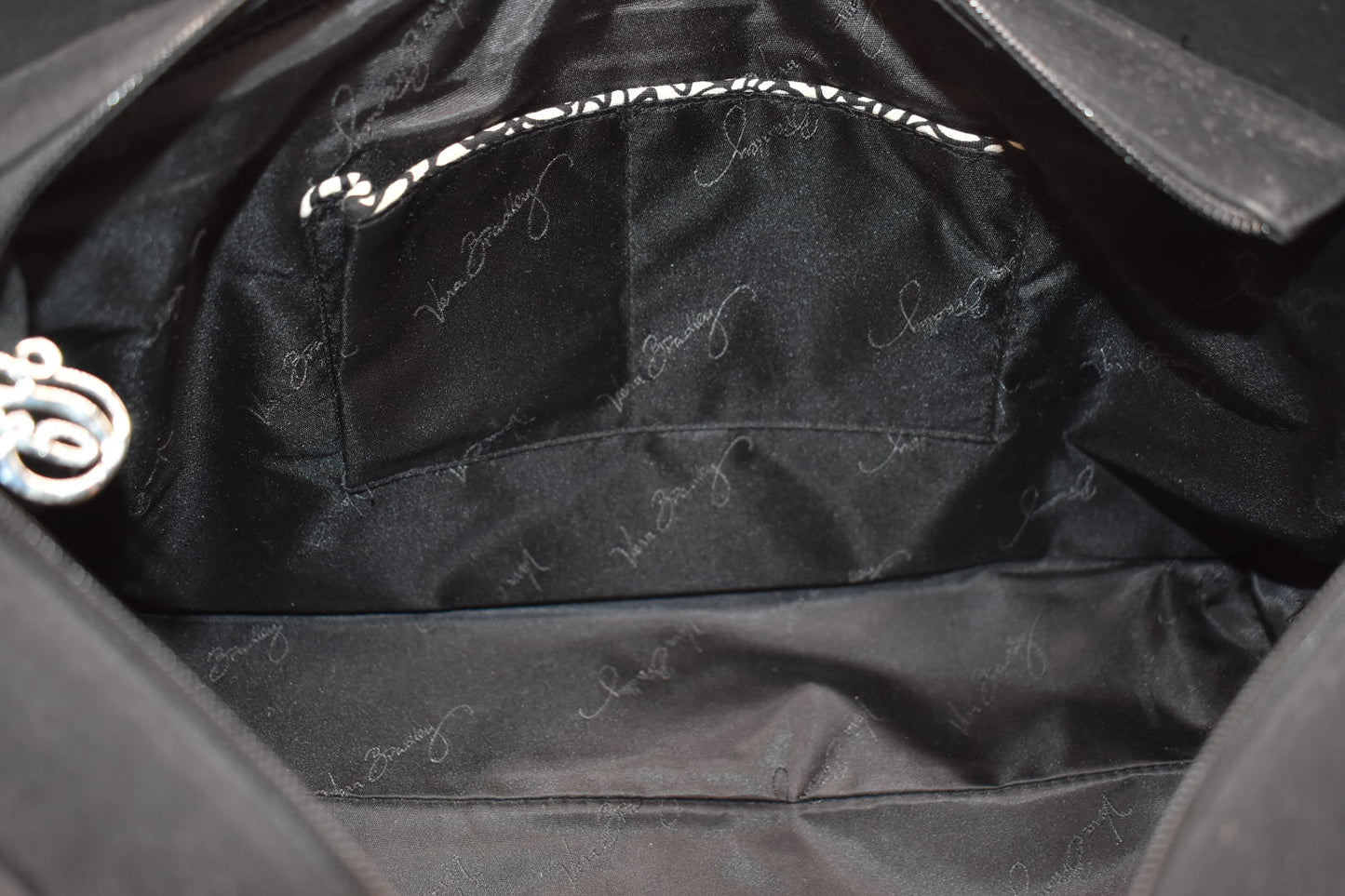 Vera Bradley Large Quilted Microfiber Satchel Bag in Black