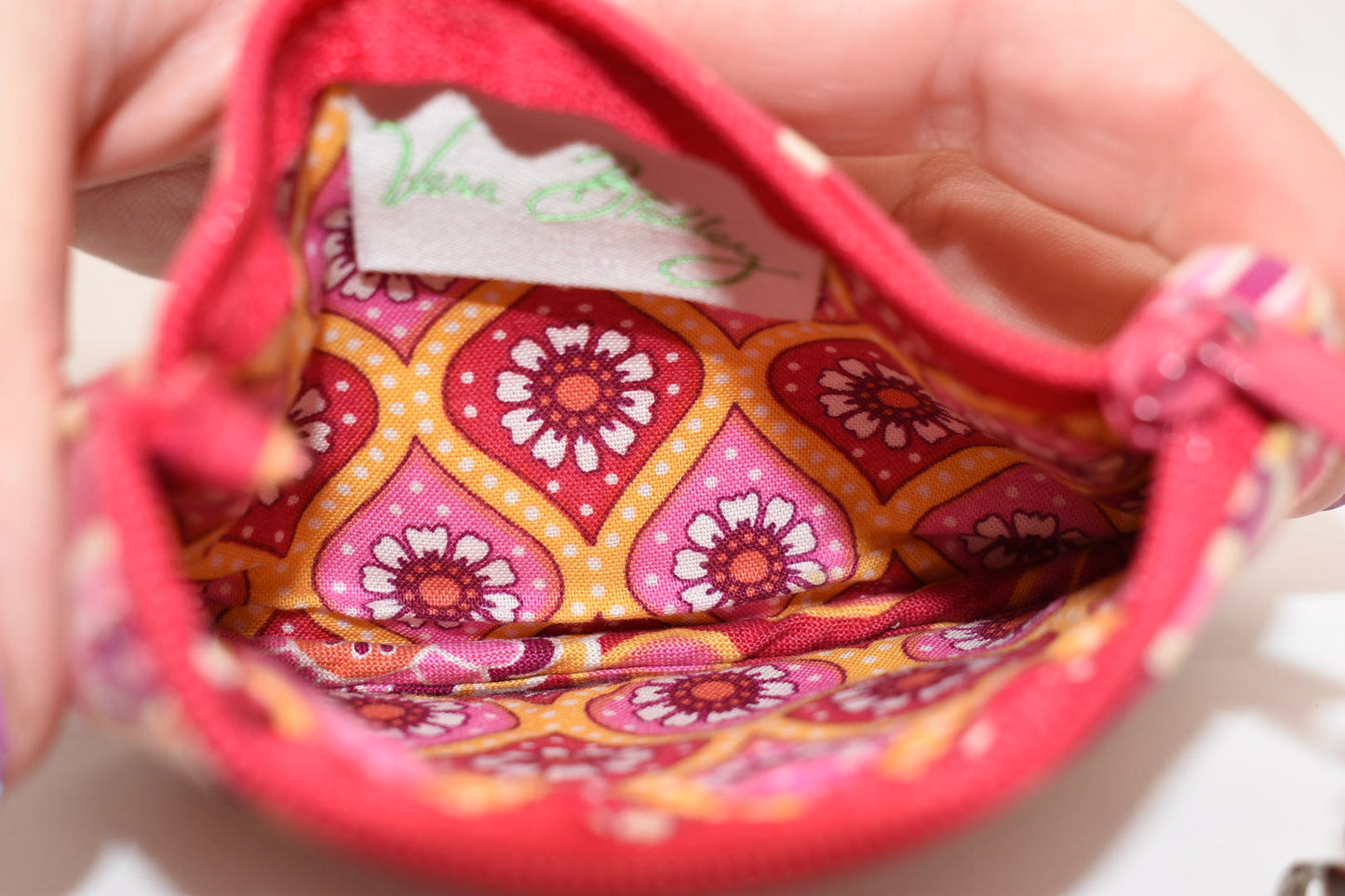 Vera Bradley Clip Zip ID Case in "Raspberry Fizz" Pattern