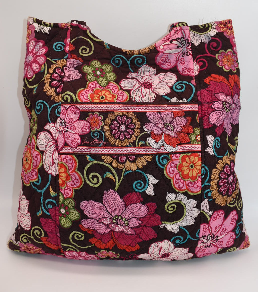 Vera Bradley Large Curvy Shoulder Tote Bag in "Mod Floral Pink" Pattern