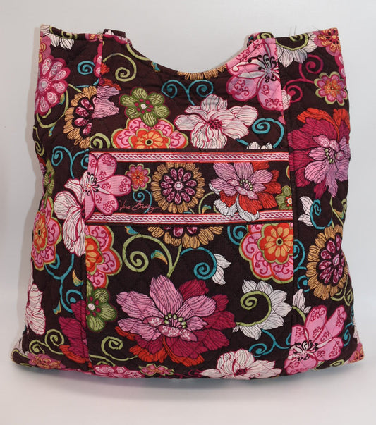Vera Bradley Large Curvy Shoulder Tote Bag in "Mod Floral Pink" Pattern