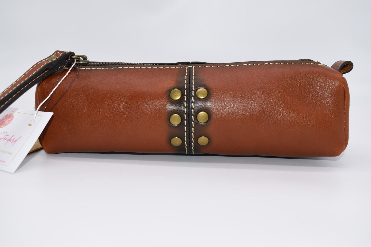 Patricia Nash Isla Oblong Zip Pouch Wristlet in Tan