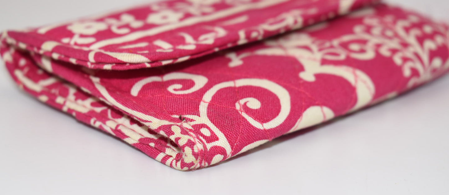 Vera Bradley Trifold Euro Wallet in "Twirly Birds Pink" Pattern