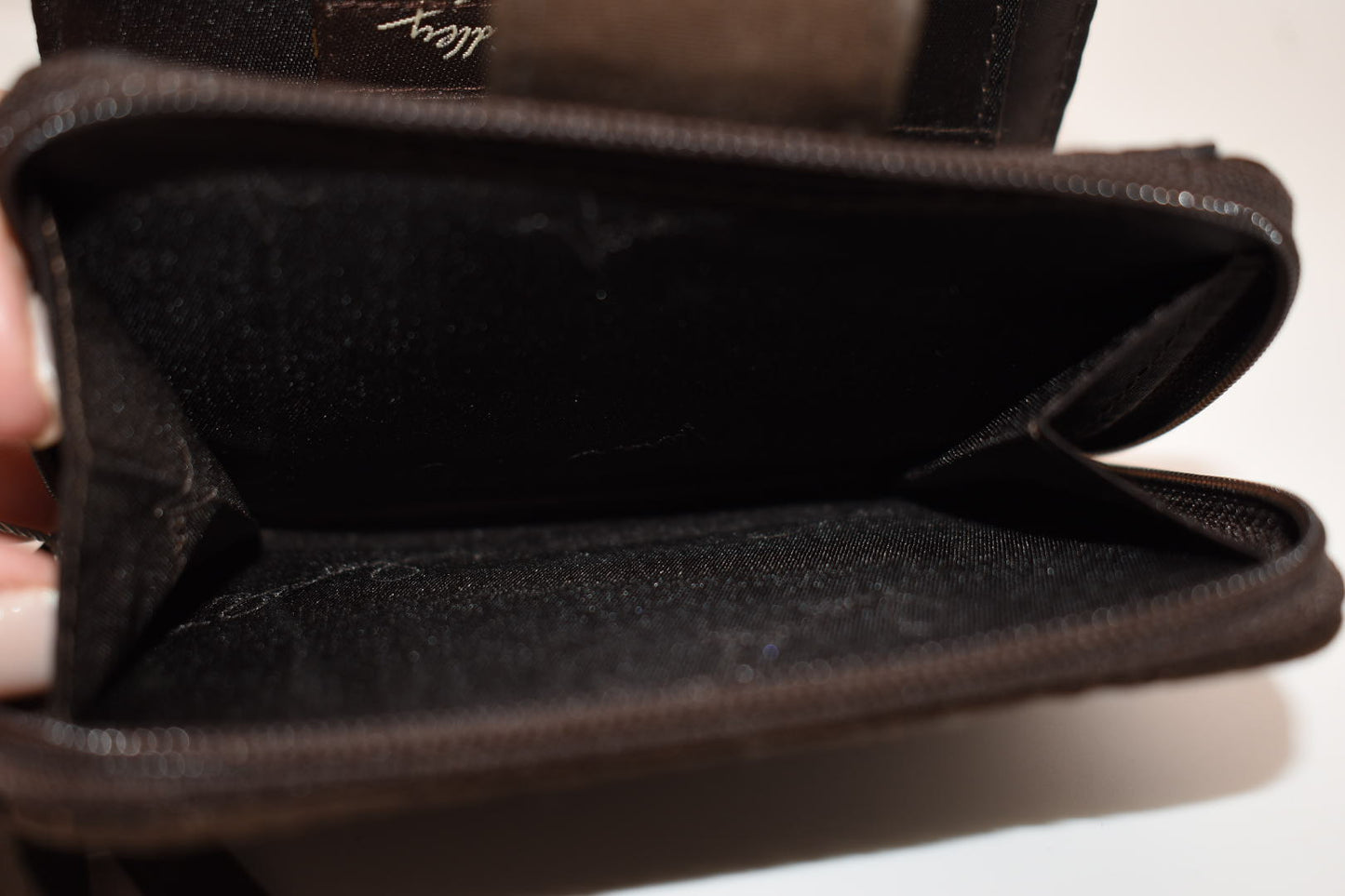 Vera Bradley Microfiber Mini Zip Wallet in Espresso