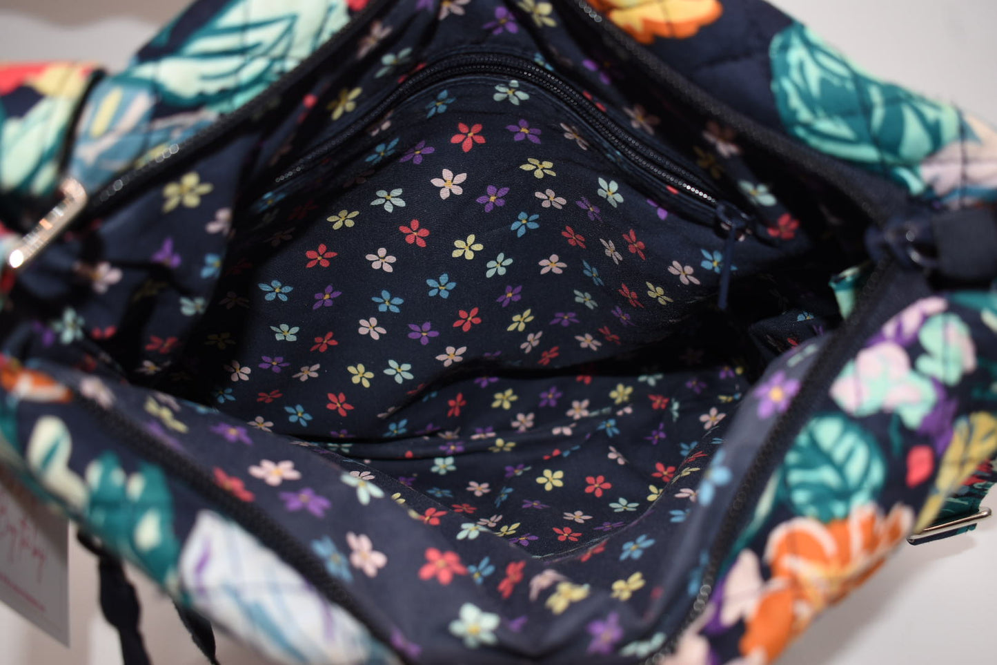 Vera Bradley Triple Zip Crossbody Bag in "Happy Blooms" Pattern