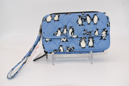 Vera Bradley All in One Wristlet/Wallet in "Playful Penguins-Blue" Pattern
