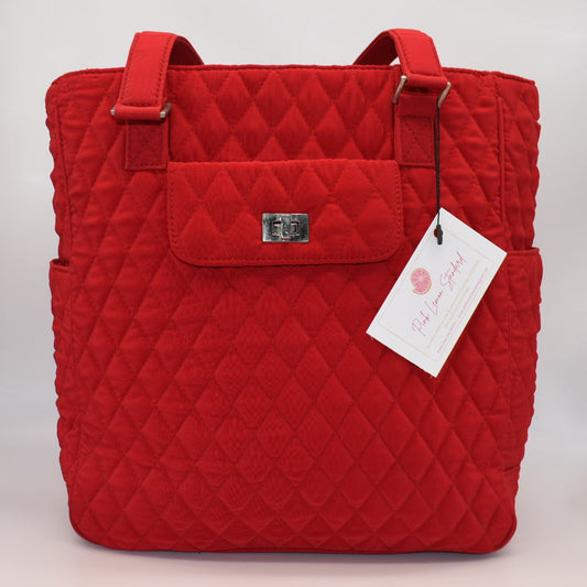 Vera Bradley Microfiber Turnlock Tote Bag in Fire Red