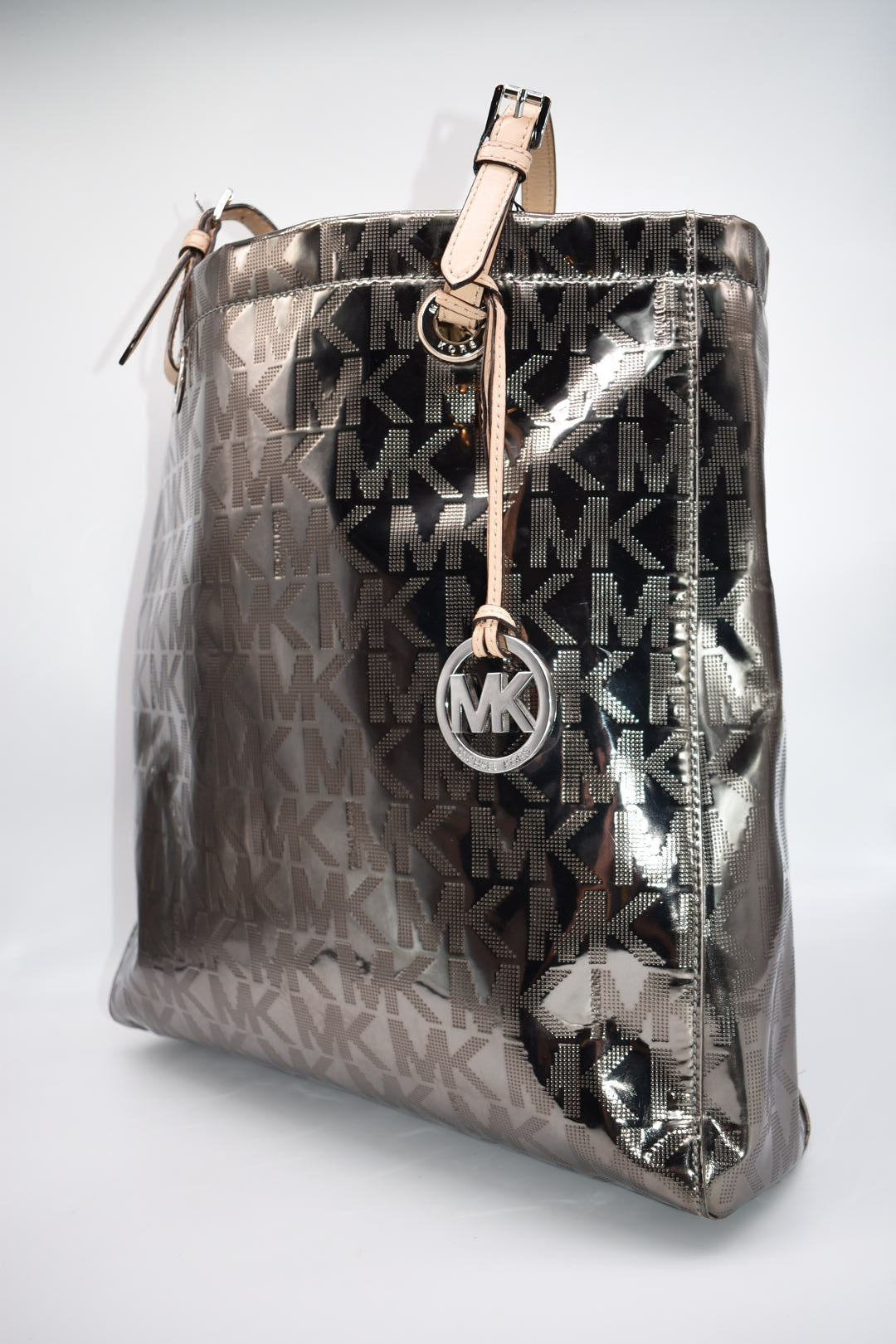 Michael Kors Metallic Nickel Mirror Tote Bag