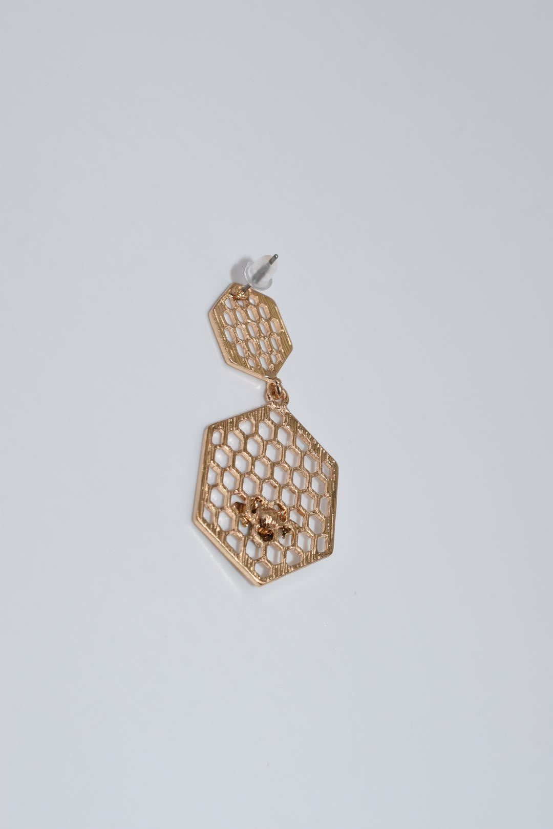 Statement Earrings: Gold Honeycomb Bee Drop Earrings