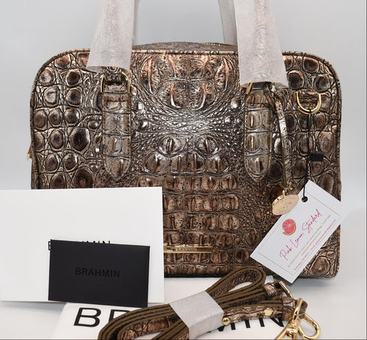 Brahmin Marissa Satchel Bag in Bronze Nebula