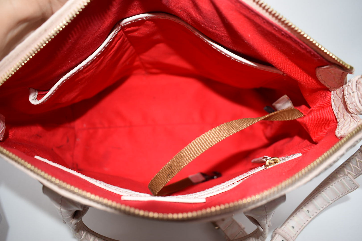 Dooney & Bourke Pink Pearl Croc Domed Satchel Bag