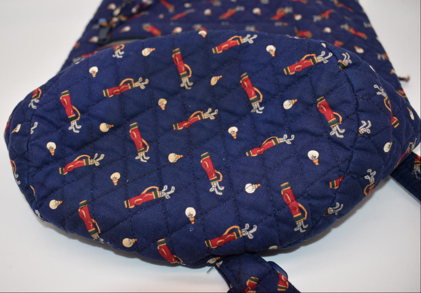 Vintage Vera Bradley Drawstring Sling Bag in "Golf Navy - 1995" Pattern