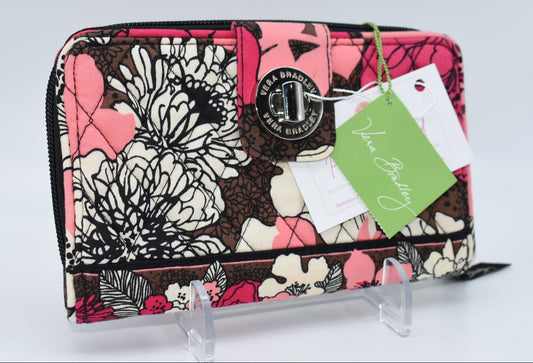 Vera Bradley Turnlock Wallet in "Mocha Rouge" Pattern