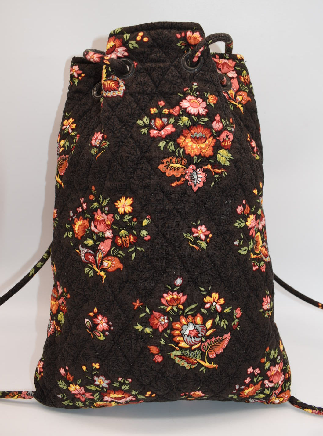 Vera Bradley Drawstring Back Sack Bag in "Chocolate" Pattern