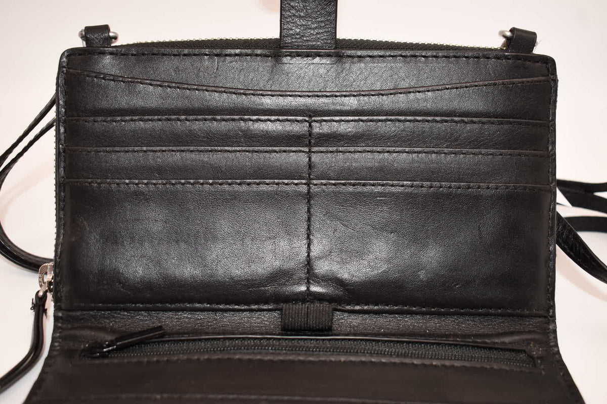 Vera Bradley Carryall "All Together" Leather Crossbody Bag / Wallet in Black