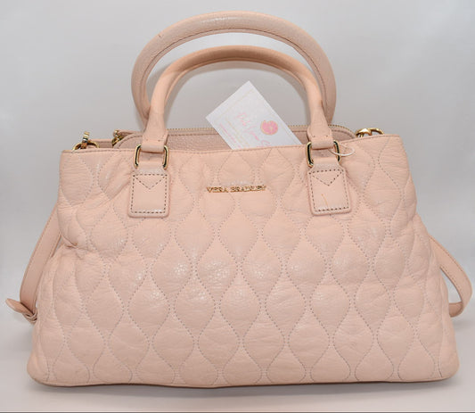 Vera Bradley Large Emma Satchel Bag in Quilted Leather Blush Pink