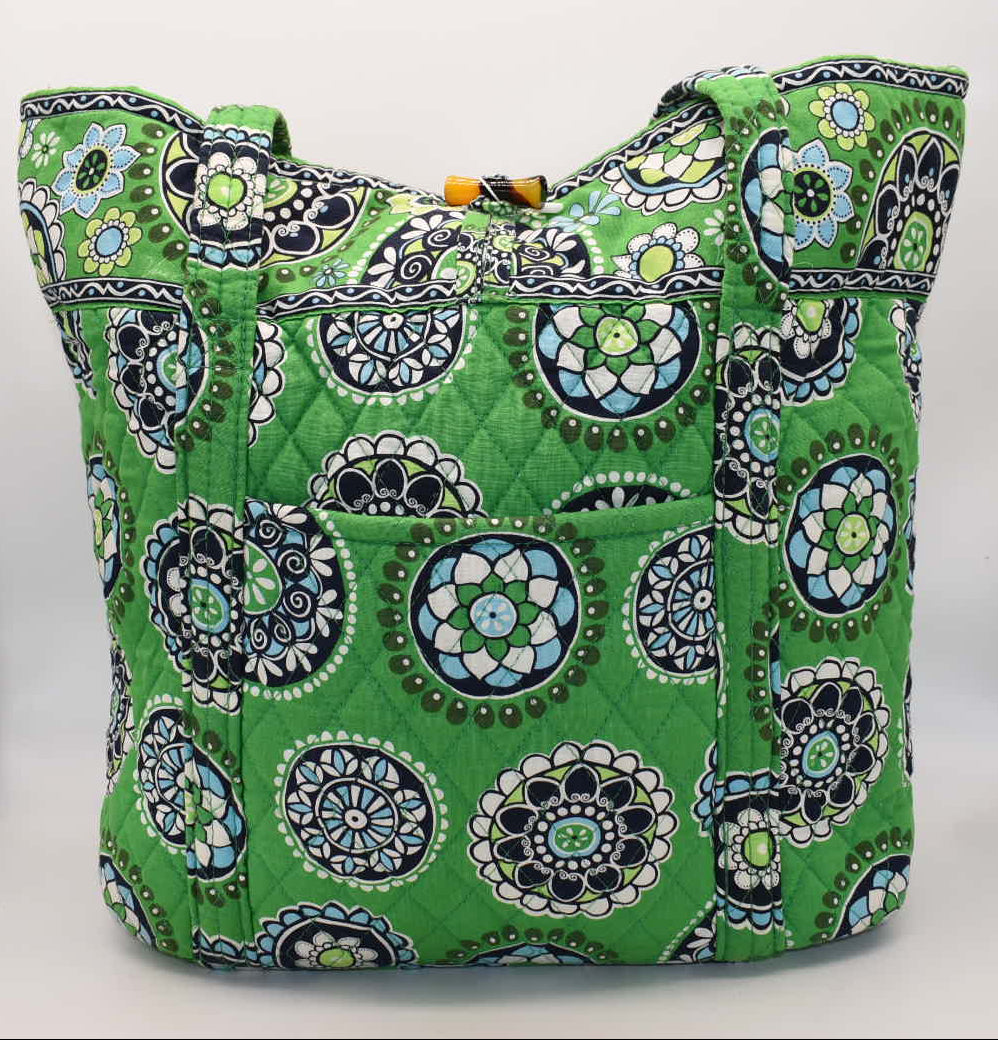 Vera Bradley Large Vera Tote Bag in "Cupcakes Green" Pattern