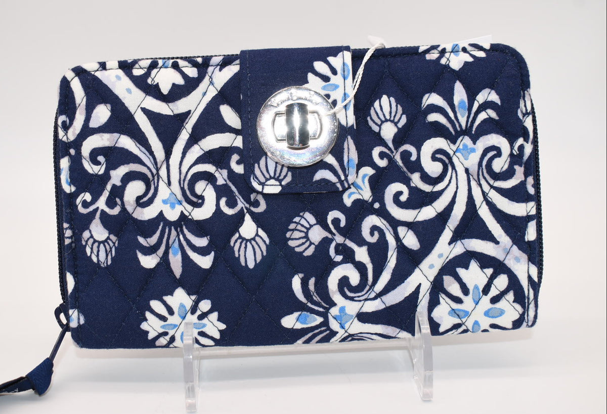 Vera Bradley RFID Turnlock Wallet in "Steel Blue Medallion" Pattern