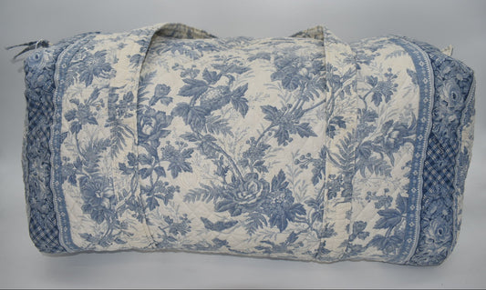 Vintage Vera Bradley XL Duffel Bag in "Blue Toile" Pattern