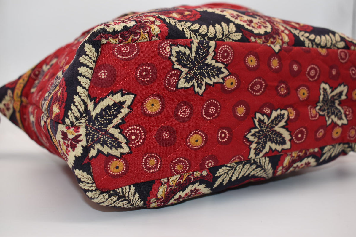 Vintage Vera Bradley Villager Tote Bag in "Red Coin -1999" Pattern