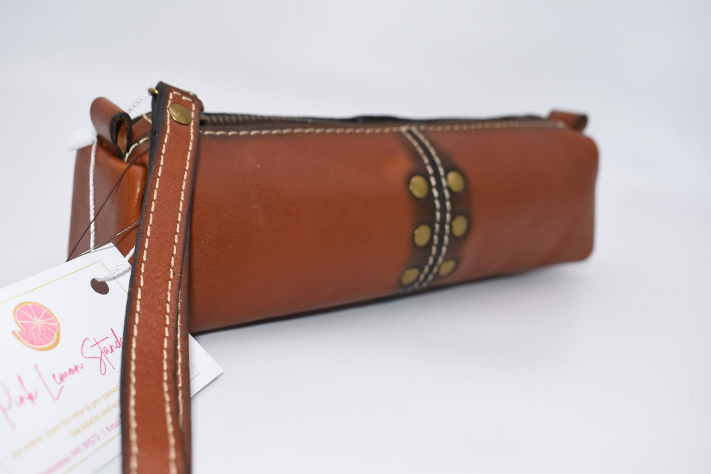 Patricia Nash Isla Oblong Zip Pouch Wristlet in Tan