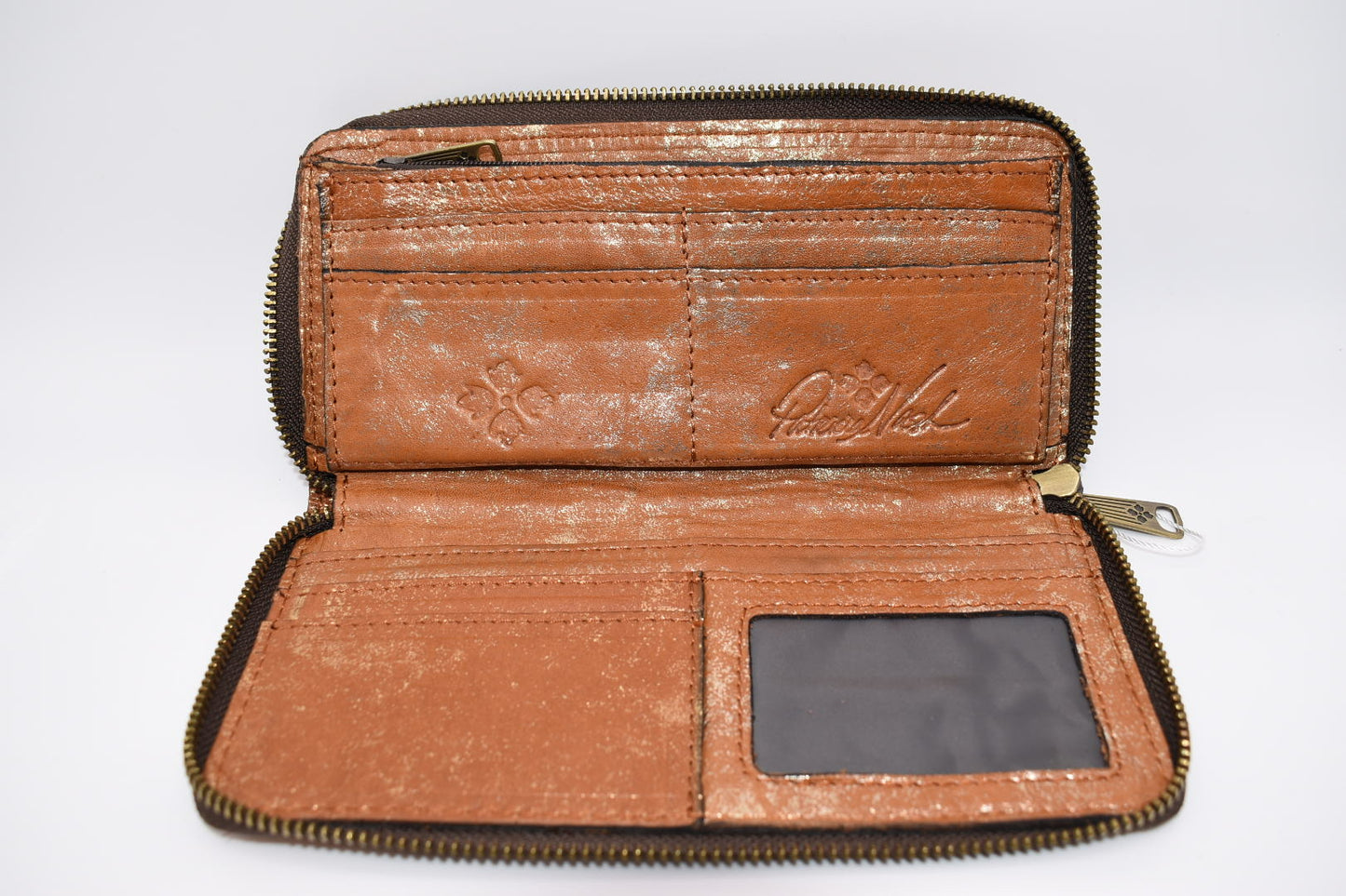 Patricia Nash Laurie Leather Wallet in Tan & Gold Shimmer