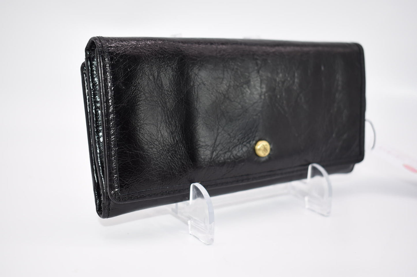 HOBO Rider Leather Wallet in Glossy Black
