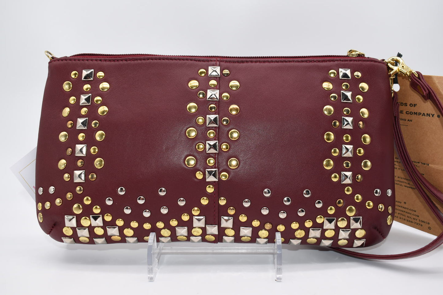 Clever Carriage Company Studded Leather Convertible Shoulder Bag