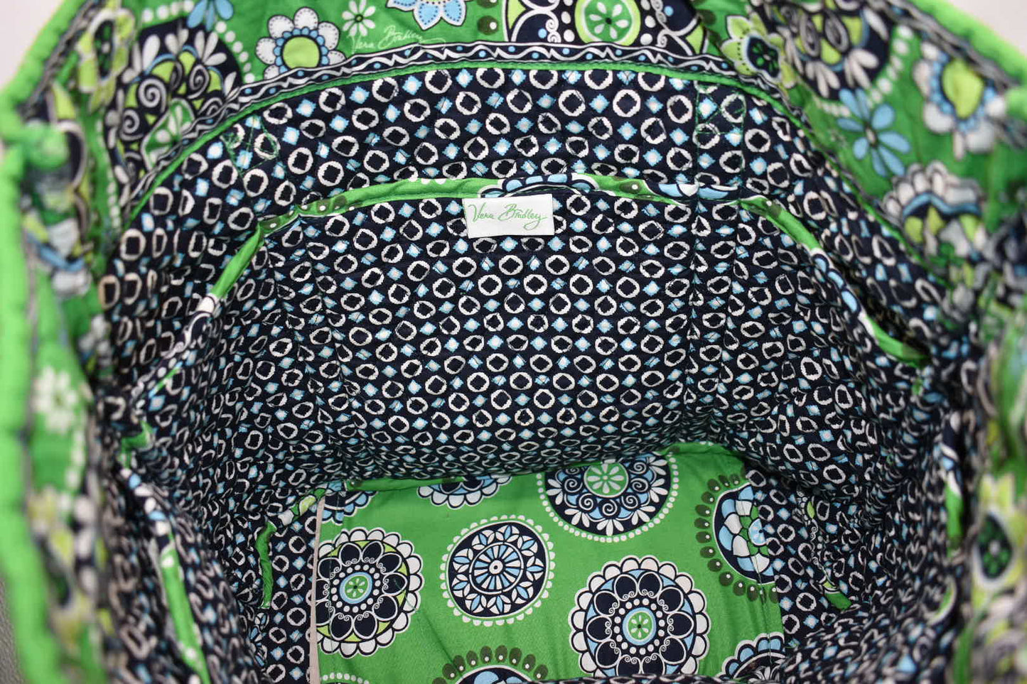 Vera Bradley Large Vera Tote Bag in "Cupcakes Green" Pattern