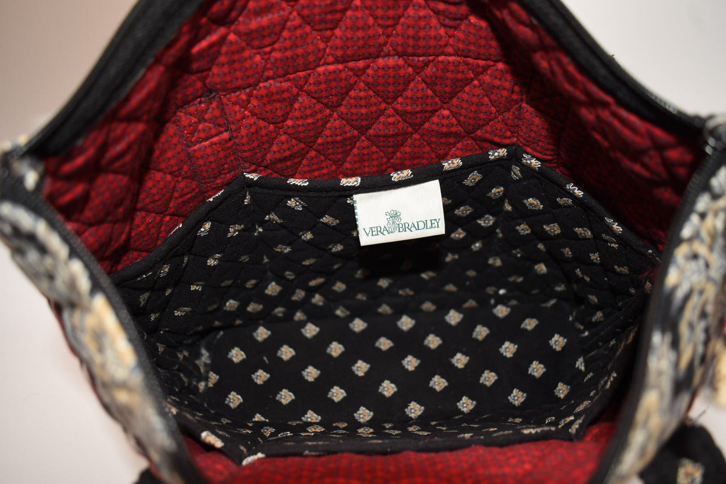 Vera Bradley Little Villager Tote Bag in "Classic Black" Pattern