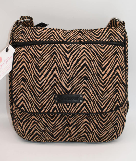 Vera Bradley Double Zip Mailbag Crossbody Bag in "Tiger Print" Pattern