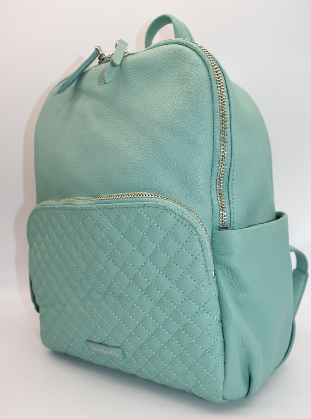 Vera Bradley Leather Carryall Backpack in Mint Green