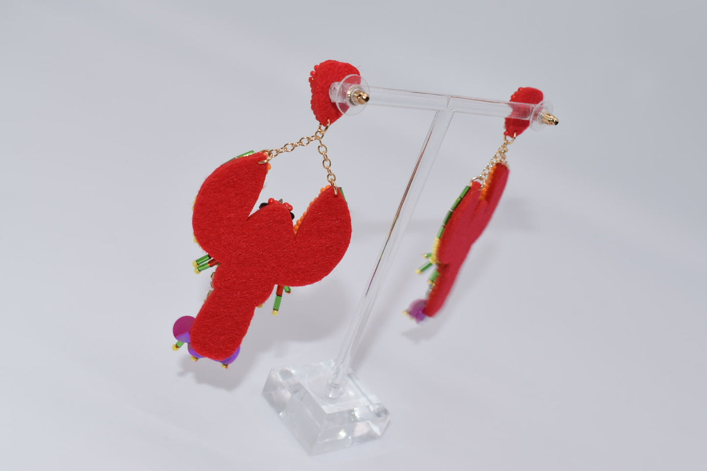 Statement Earrings: Fashionable Fiery Lobster Drop Earrings
