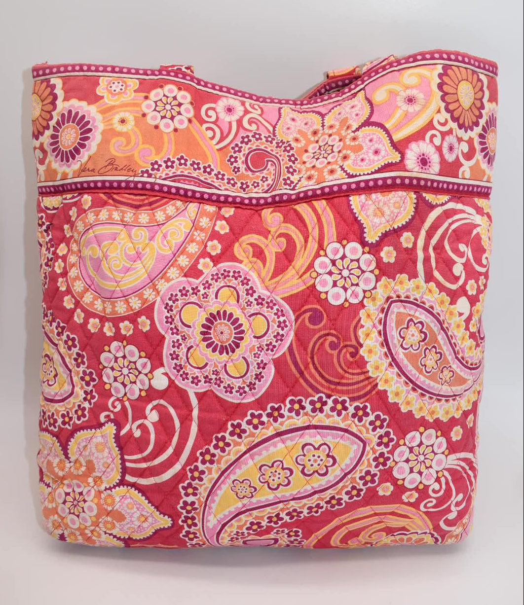Vera Bradley Quilted Cotton Tote Bag in "Raspberry Fizz" Pattern