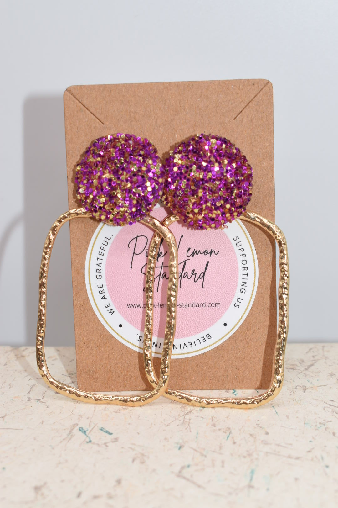 Statement Earrings: Purple & Gold Oval-ation Drop Earrings