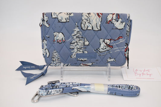 Vera Bradley RFID 3 in 1 Crossbody Bag in "Beary Merry Cool Blue" Pattern