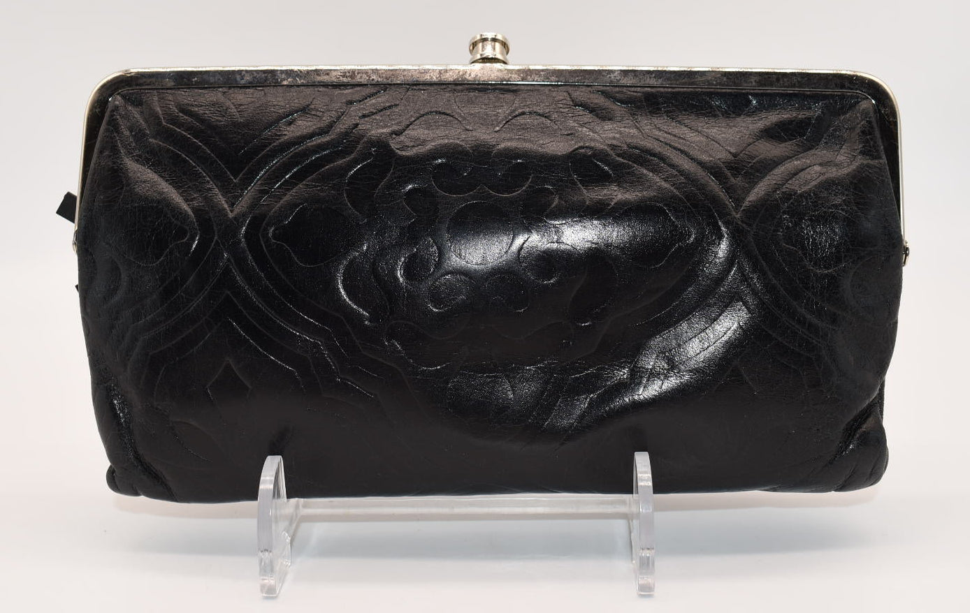 HOBO Lauren Clutch Wallet in Black Embossed Leather