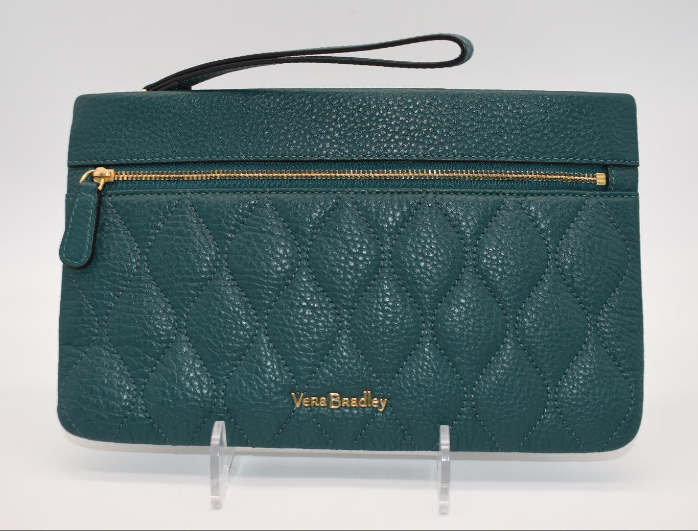 Vera Bradley Quilted Leather Mia Wristlet in Forest Green