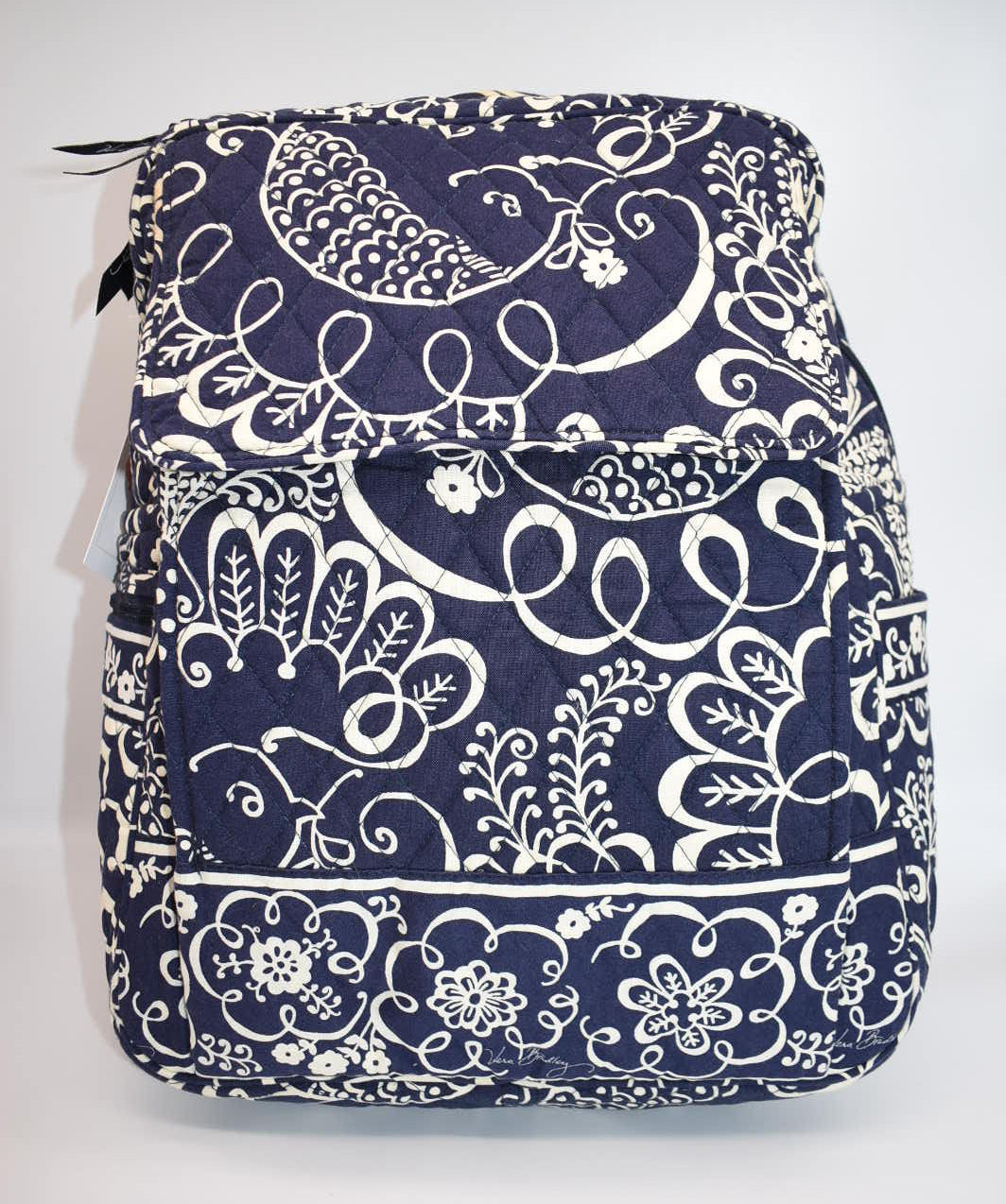 Vera Bradley Large Ultimate Backpack in "Twirly Birds- Navy" Pattern
