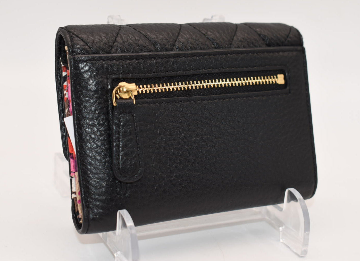 Vera Bradley Compact Riley Wallet in Quilted Black Leather